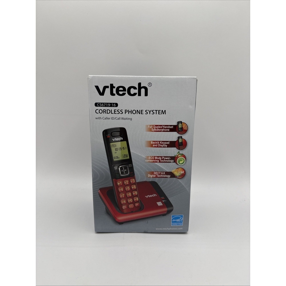 VTech CS6719-16 Cordless Phone System Red W/Caller ID & Call Waiting - Tested
